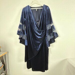R&M Richards 5471W Womens Plus Size 18W Velvet Ruched Formal Evening Dress New